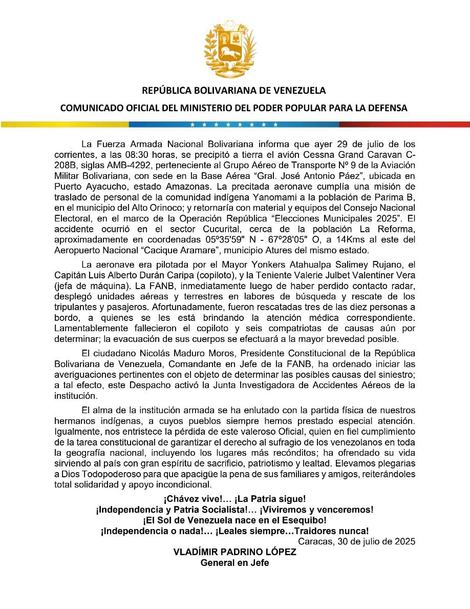 Ayacucho accidente aéreo