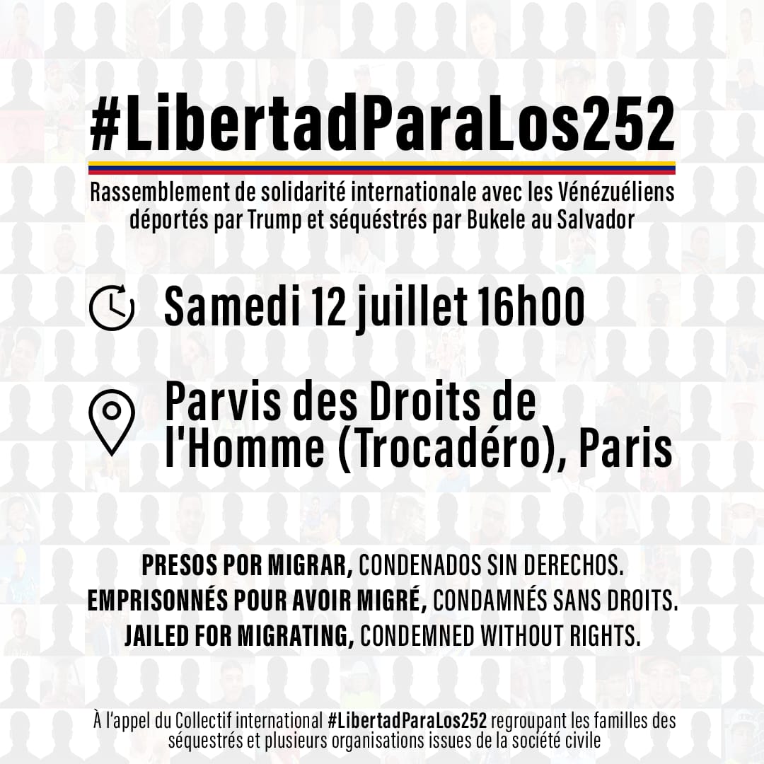 París muestra su apoyo a los venezolanos secuestrados en El Salvador
