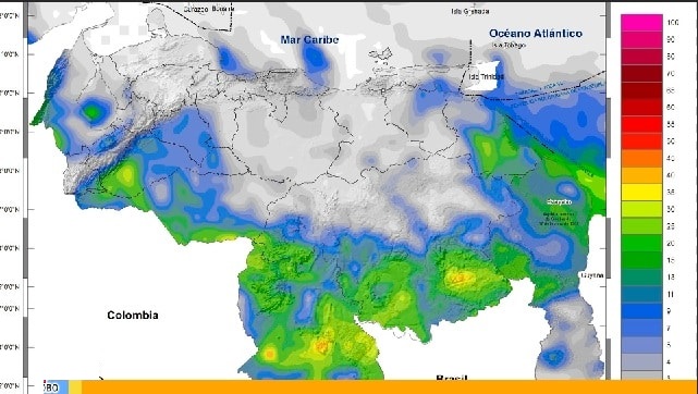 Cielo nublado y lluvias intensas persisten en Venezuela
