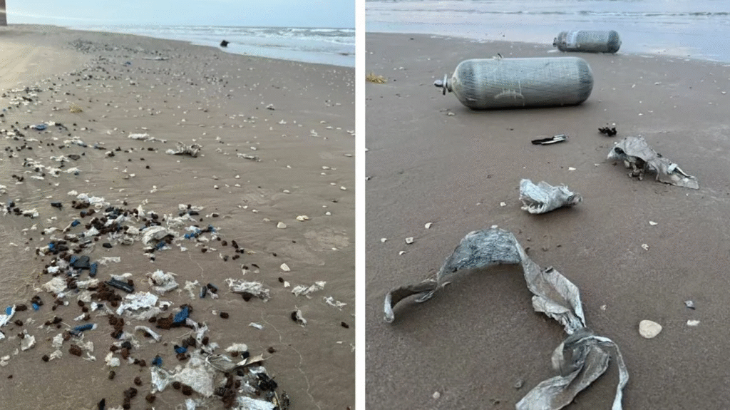 Costas de Tamaulipa, México, con basura espacial