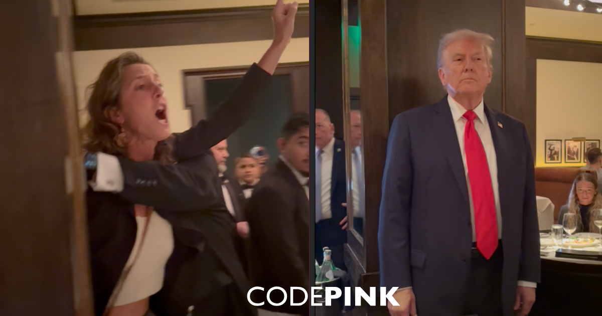 CODEPINK confronta a Trump y sus aliados durante una cena privada