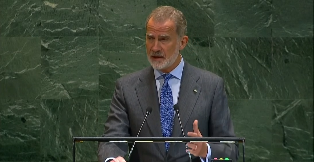 Rey Felipe VI en la ONU llama a detener la masacre en Palestina