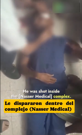 Dron sionista impacta al Dr. A.S. Marwan Abdeen en el Complejo Médico Nasser en Gaza