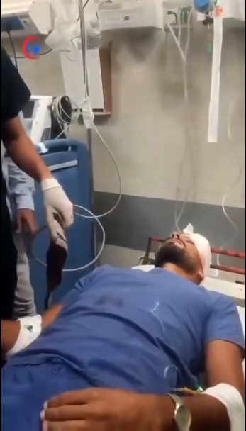 Dron sionista impacta al Dr. A.S. Marwan Abdeen en el Complejo Médico Nasser en Gaza