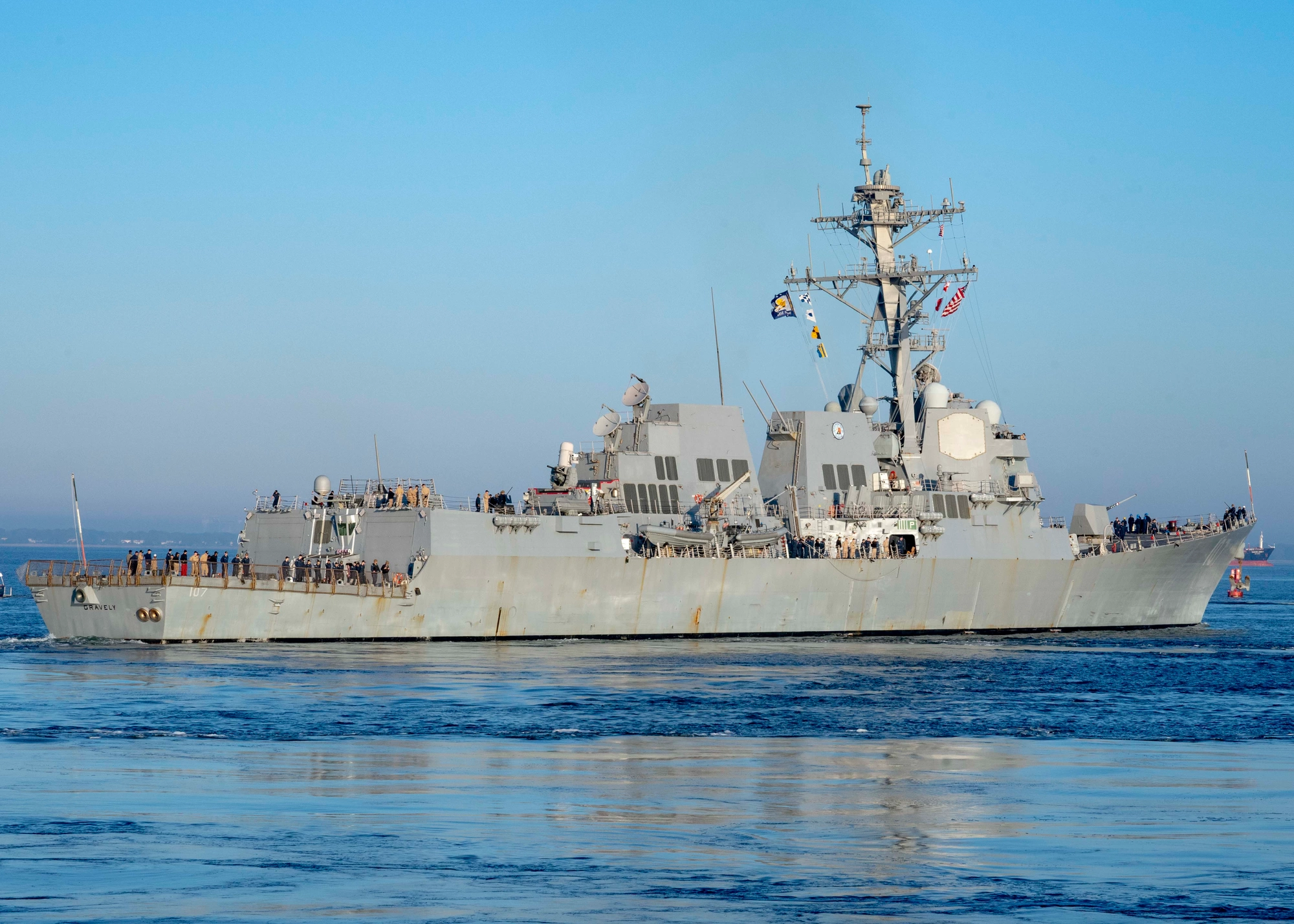 USS Gravely, buque de guerra que llegará a Trinidad y Tobago el 26 de octubre, en medio de las tensiones en el Caribe por las acciones de Estados Unidos