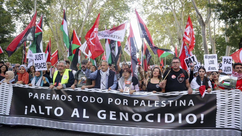 Huelga nacional en España: manifestantes reclaman justicia para Palestina y exigen el fin de la complicidad hacía Israel