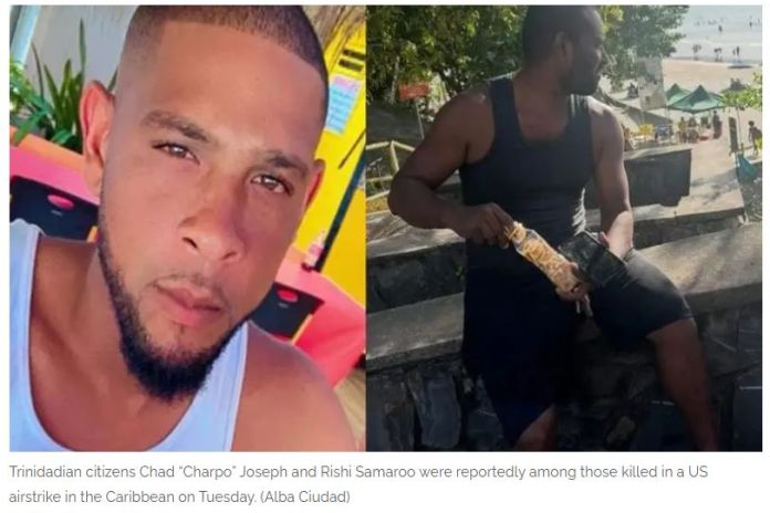 Pescadores trinitobaguenses Chad Joseph y Rishi Samaroo, asesinados por Estados Unidos el 14 de octubre