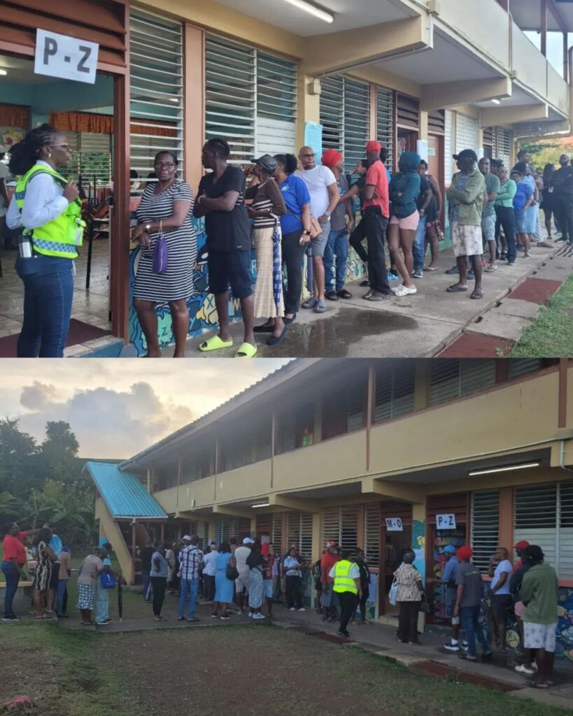 Filas en colegios electorales en Santa Lucía